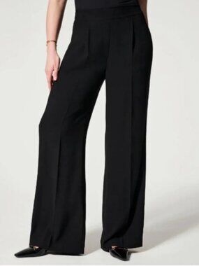 Spanx Women's Small Black Carefree Crepe Pleated Trouser Pants